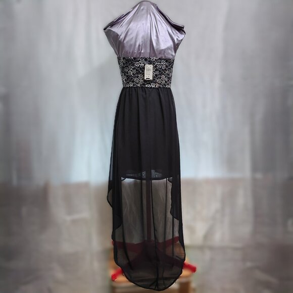 Black & Silver Strapless Cocktail Dress - Picture 4 of 7